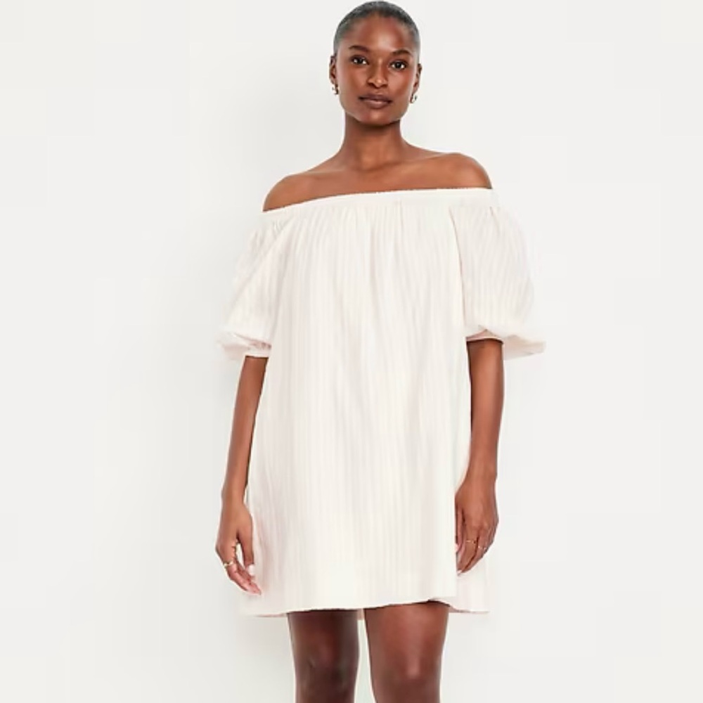 Old Navy Off-Shoulder Cream Dress